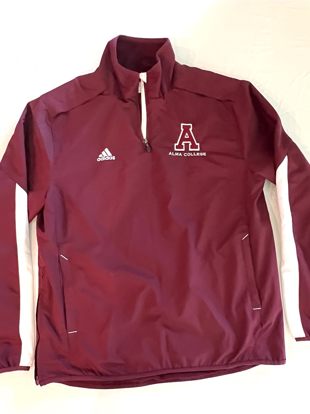 Adidas Alma College 1/4 Zip Pullover Maroon White Climalite